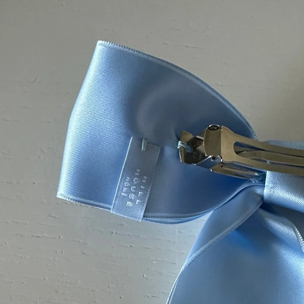 Hill House Light Blue Satin Hair Bow - Picture 2 of 3